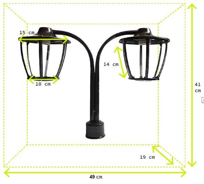چراغ حیاطی کلاسیک سرلوله دوشاخه فلز و شیشه