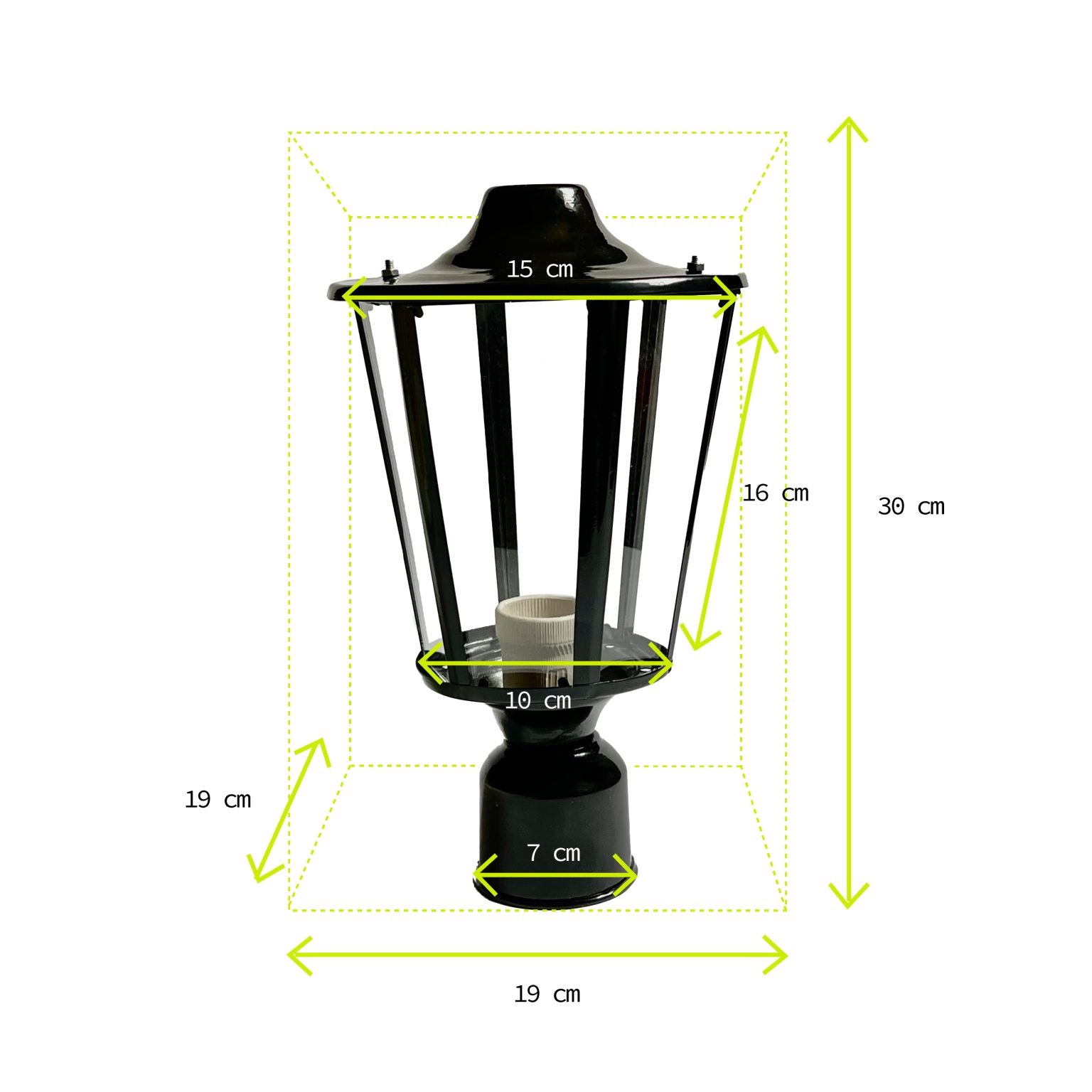 چراغ حیاطی کلاسیک سرلوله فلز و شیشه